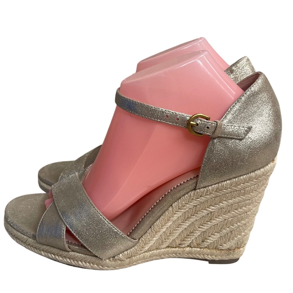 J CREW GILD Wedge Sandals ESPADRILLES  Ankle Strap Platform Shoes SZ 9.5 wore 1x